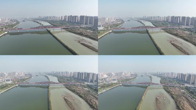 咸阳湖古渡廊桥4K高清航拍