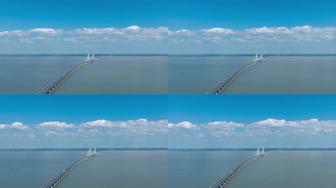 上海长江大桥蓝天白云延时短片