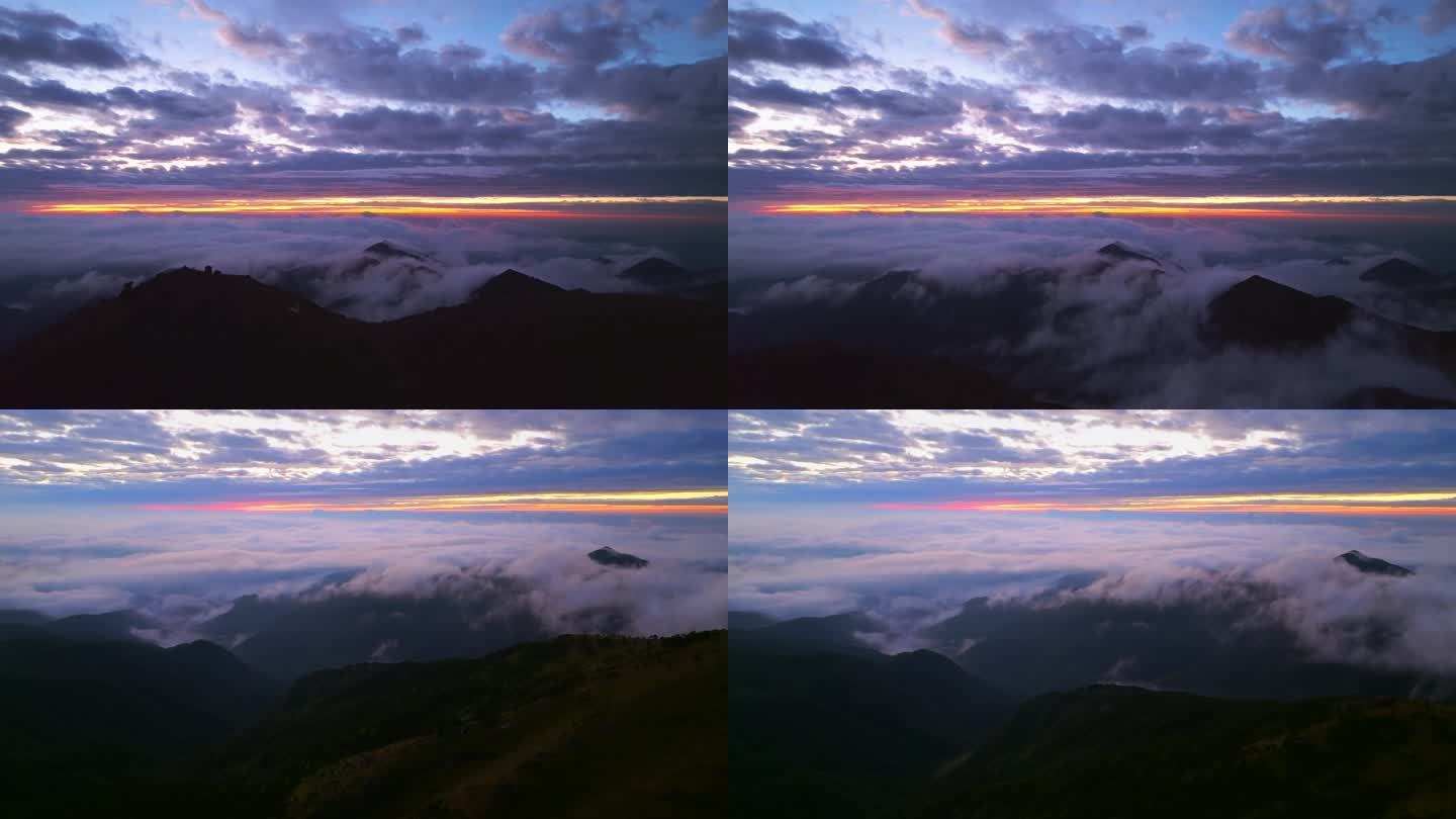 山顶的日出云海