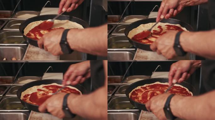 制作披萨的大厨披萨pizza西餐面点主食