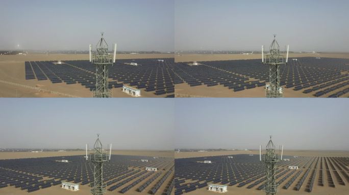 沙漠中太阳能发电厂的手机信号塔