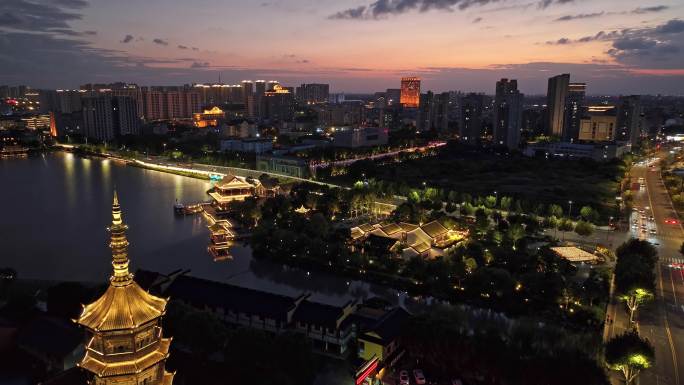 （合集）浙江嘉兴平湖东湖景区夜晚