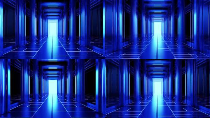 线条空间几何冲屏科技门正方形暗黑隧道穿梭