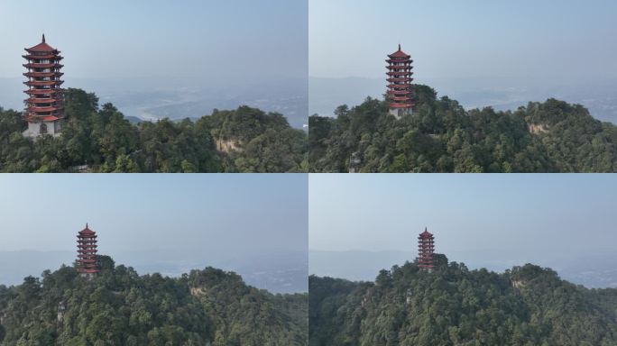 航拍缙云山香炉峰