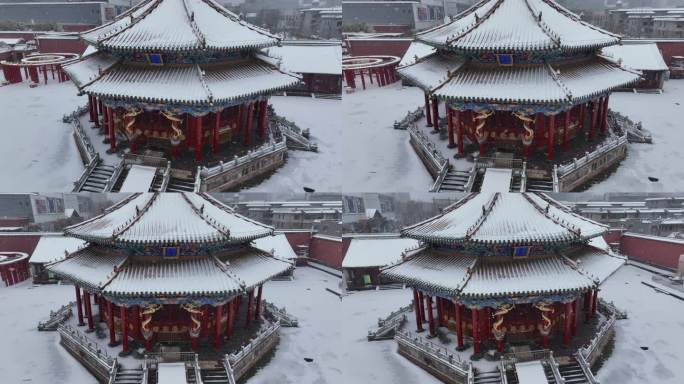 沈阳故宫雪景航拍素材