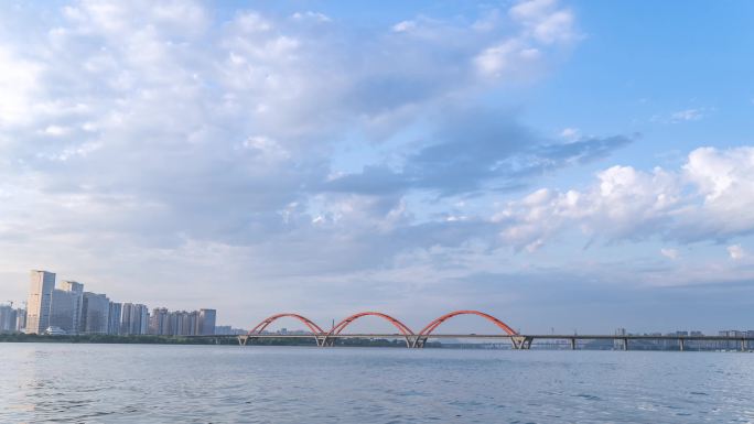 长沙浏阳河大桥延时风光摄影