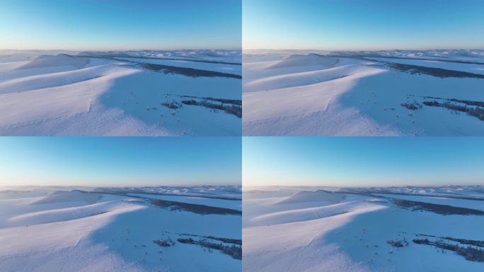 寒冬丘陵雪野风光