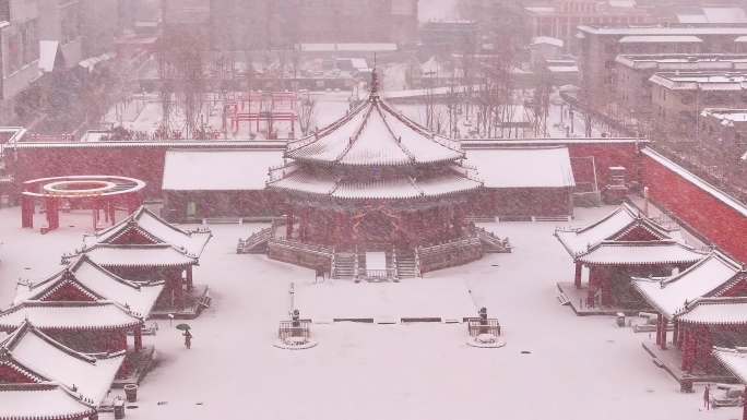 【合集】中国辽宁沈阳故宫冬季航拍雪景