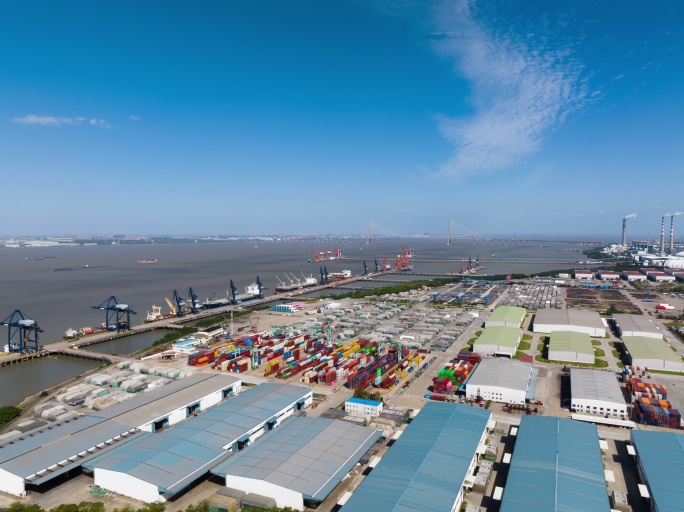 5k延时航拍常熟兴华港区码头