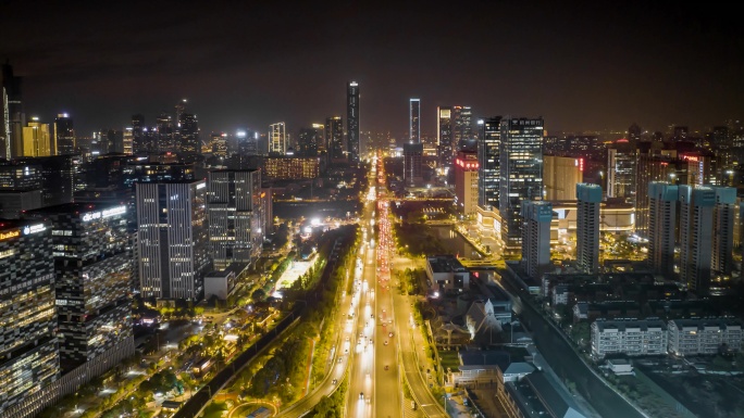 8K南京建邺区河西大街夜景延时