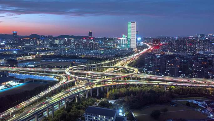 城市夜景 立交桥 日转夜 延时