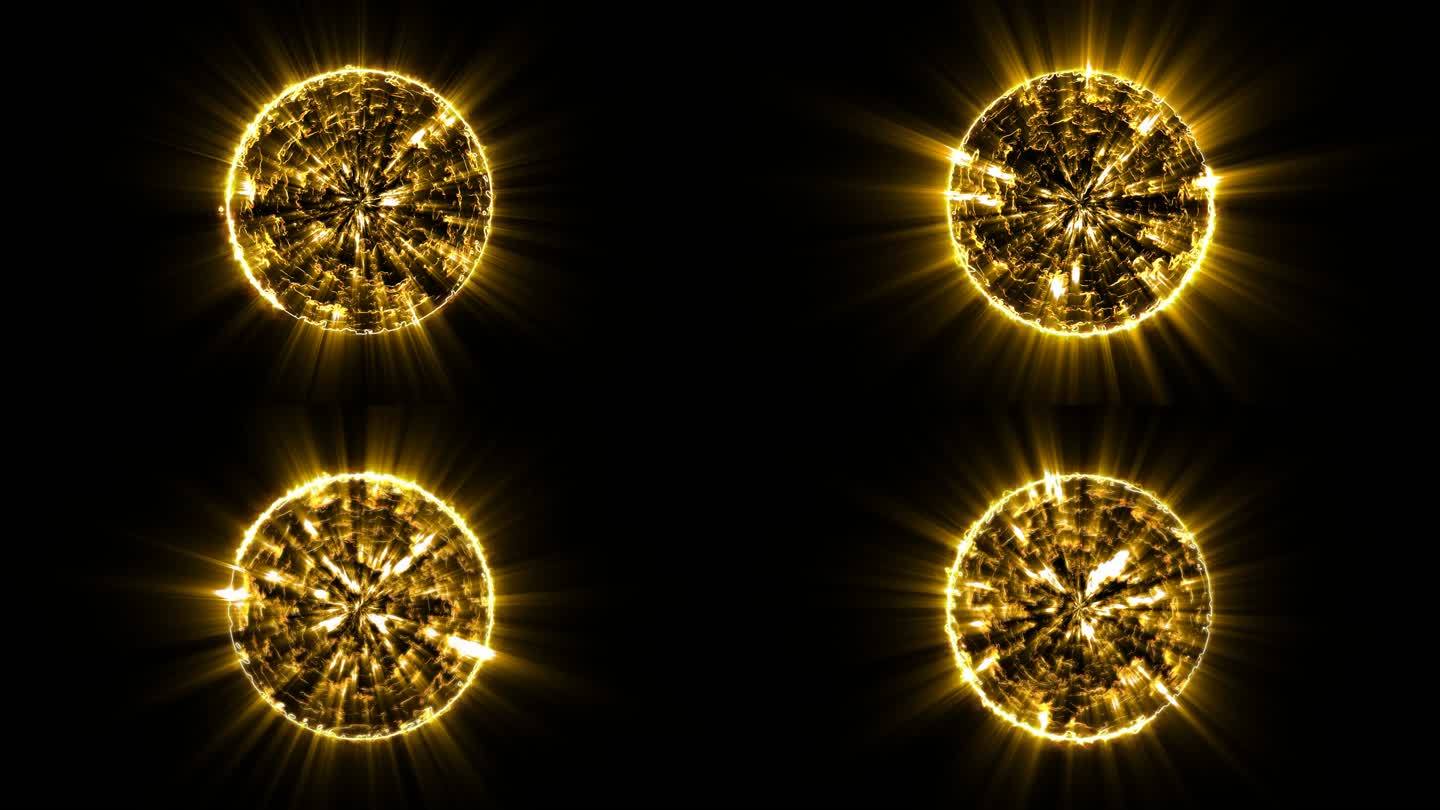 4K金色闪电能量启动球通道视频-循环 3