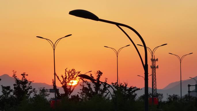 台州路桥飞龙湖日落夕阳