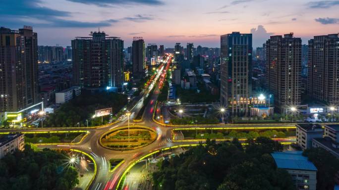 衡阳解放大道华新立交桥夜景航拍延时