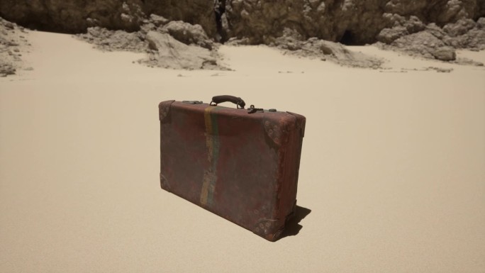 一件放在沙滩上的行李