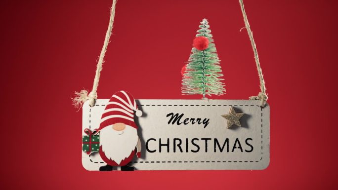 圣诞快乐贴片，背景是装饰过的树