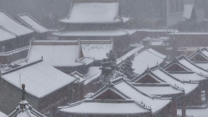 沈阳故宫雪景航拍素材