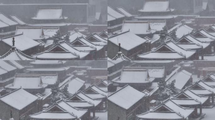 沈阳故宫雪景航拍素材