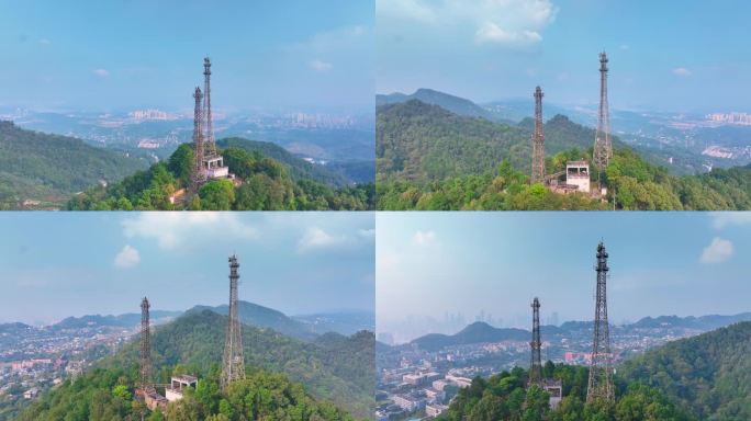 高空航拍重庆南岸区南山电视塔