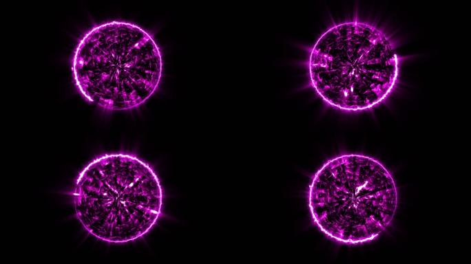 4K粉紫色闪电能量启动球通道视频-循环3