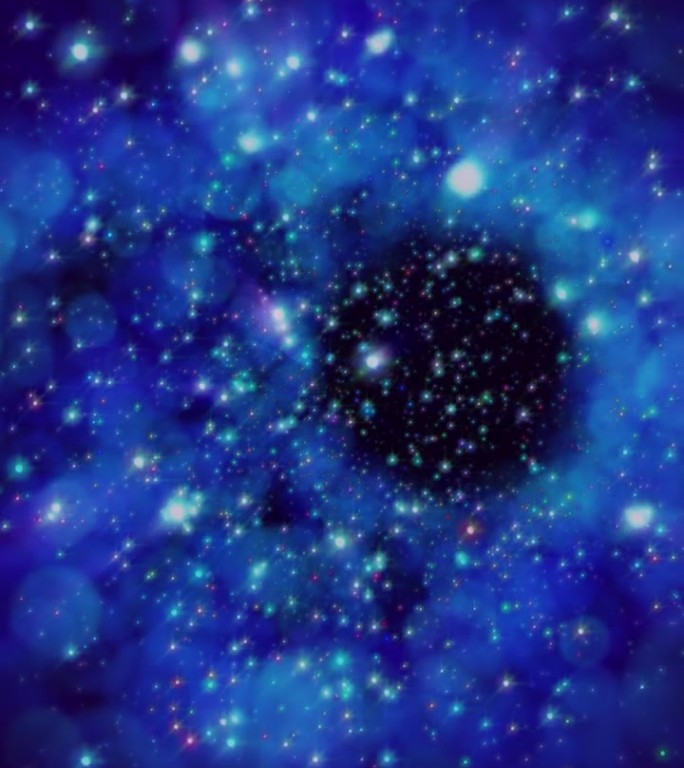 幻想空间粒子隧道循环，穿越星际。垂直视频。
