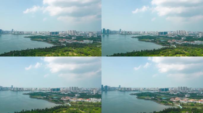 海南省海口世纪大桥航拍延时摄影
