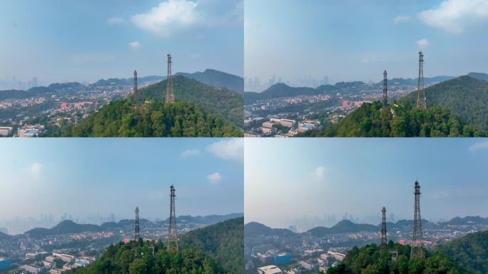 高空航拍重庆南岸区南山电视塔