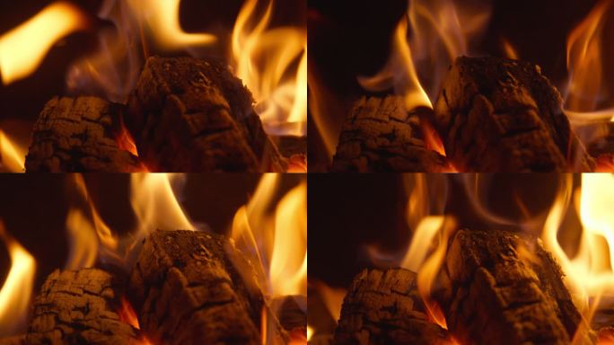 燃烧木炭火木拆火焰篝火堆