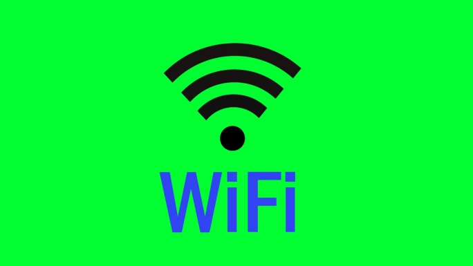 WIFI图标无线网络信号动画绿屏。Wifi网络信号动画4k。广泛的