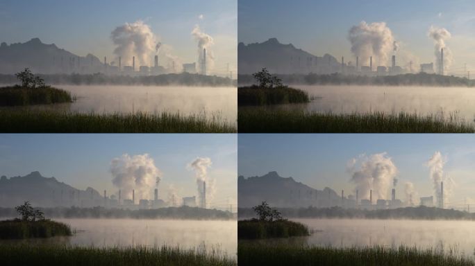 燃煤电厂全球变暖工厂排放废烟