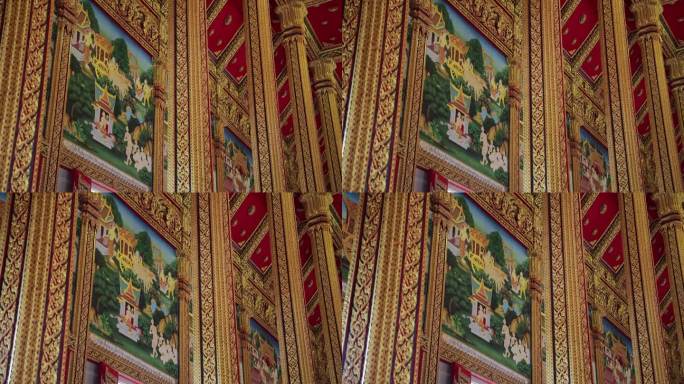 泰国寺庙大教堂美丽墙壁艺术的特写镜头