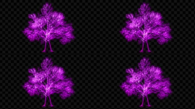 紫色水晶发光树生长动画-带透明通道