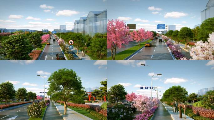 城市道路/马路景观三维展示动画
