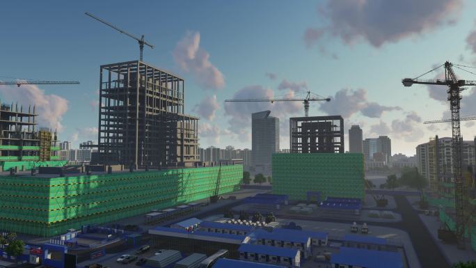 4K城市建设工地施工