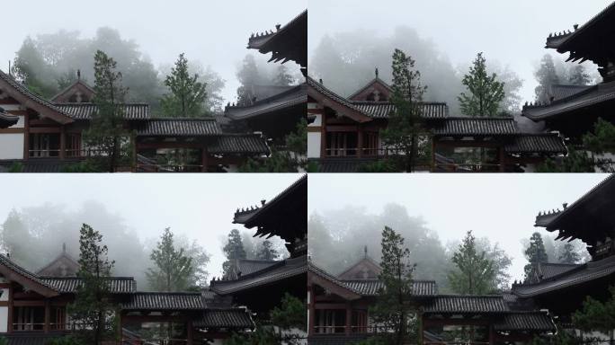 云雾缭绕中的径山寺