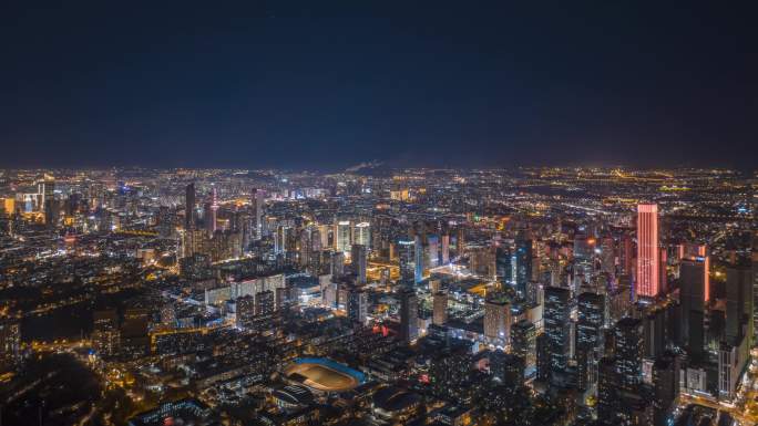 沈阳金廊青年大街浑河两岸夜景航拍延时