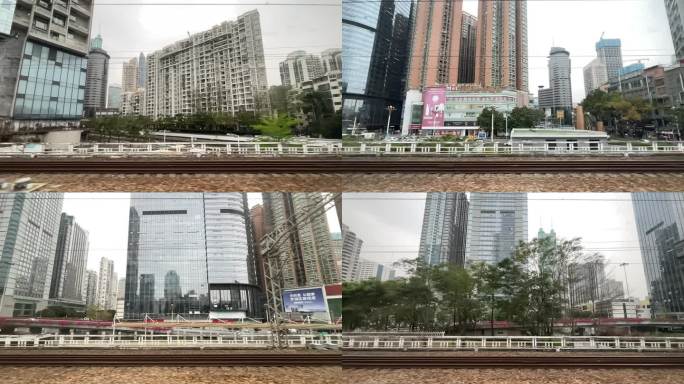 高铁车窗外的深圳街景