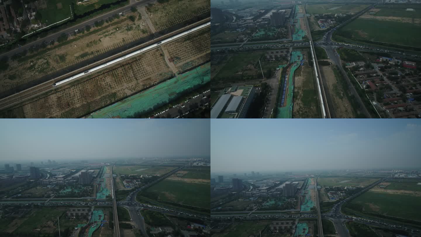 天津滨海新区航拍4k 高铁航拍