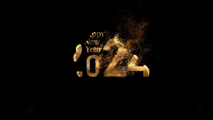 新年有金色粒子，新年快乐，金色粒子，2024，阿尔法通道