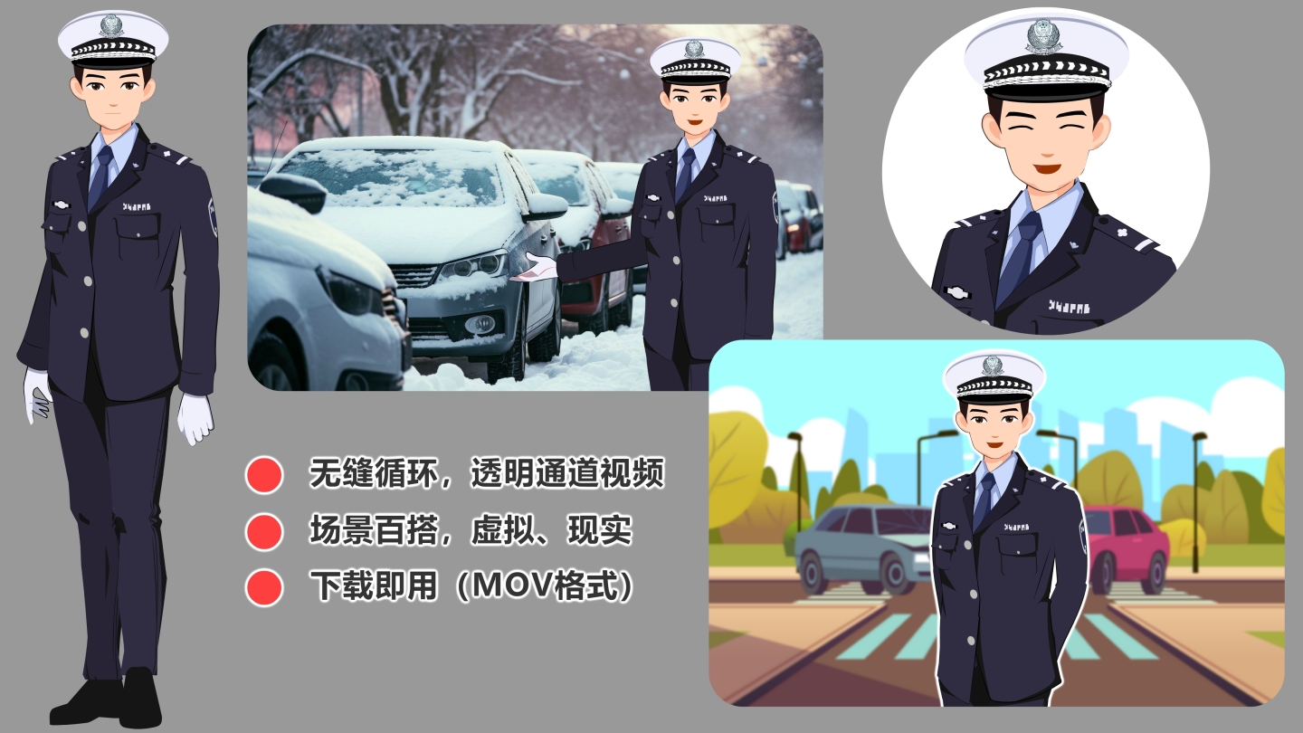 MG动画人物角色讲解公安城管警察交警
