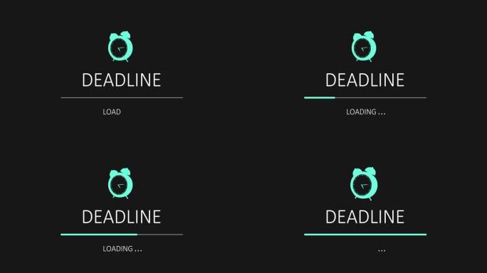 带有截止日期文本的模拟时钟。经营理念。进度或加载条