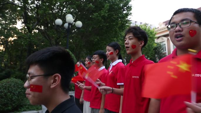 大学生 学校 祝福祖国 五星红旗 青春