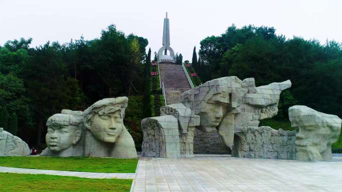 红军长征突破湘江战役纪念馆纪念碑园区航拍
