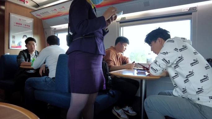火车行驶窗外  休息 看手机 聊天