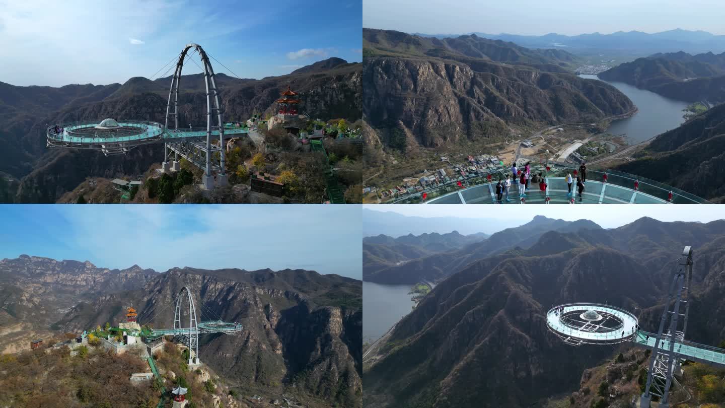 航拍北京平谷京东石林峡玻璃观景台
