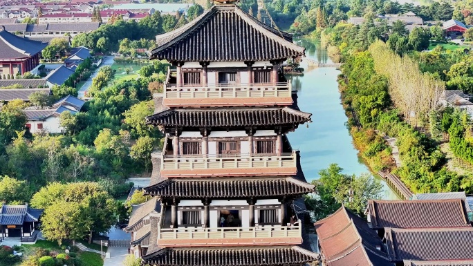 航拍扬州大明寺栖灵塔瘦西湖江都广陵观音山