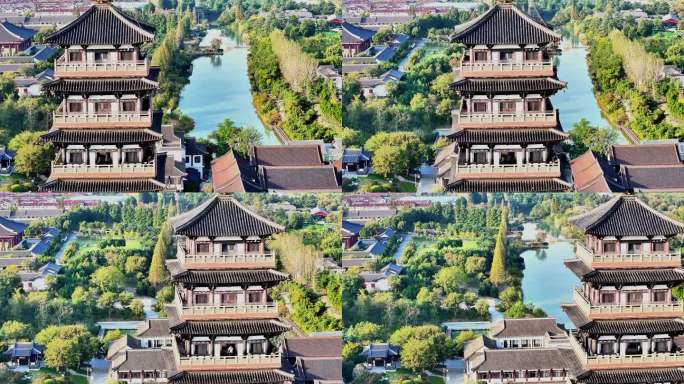 航拍扬州大明寺栖灵塔瘦西湖江都广陵观音山