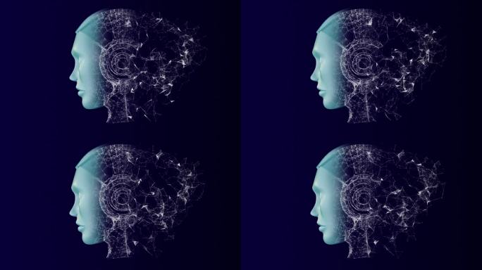 机器人头与人工智能和机器学习