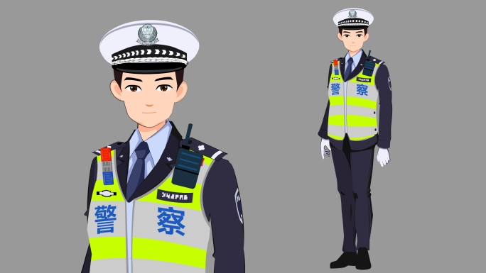MG动画人物角色讲解城管警察交警公安