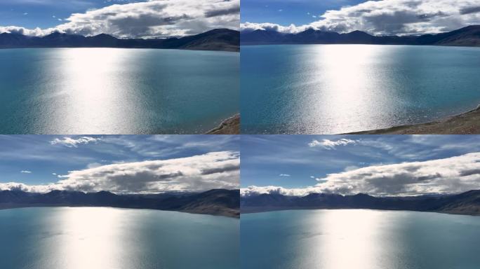 航拍西藏佩枯错湖面恬静风光